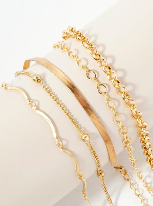 5-Piece Layered Stackable Chain Bracelet Set AB1516