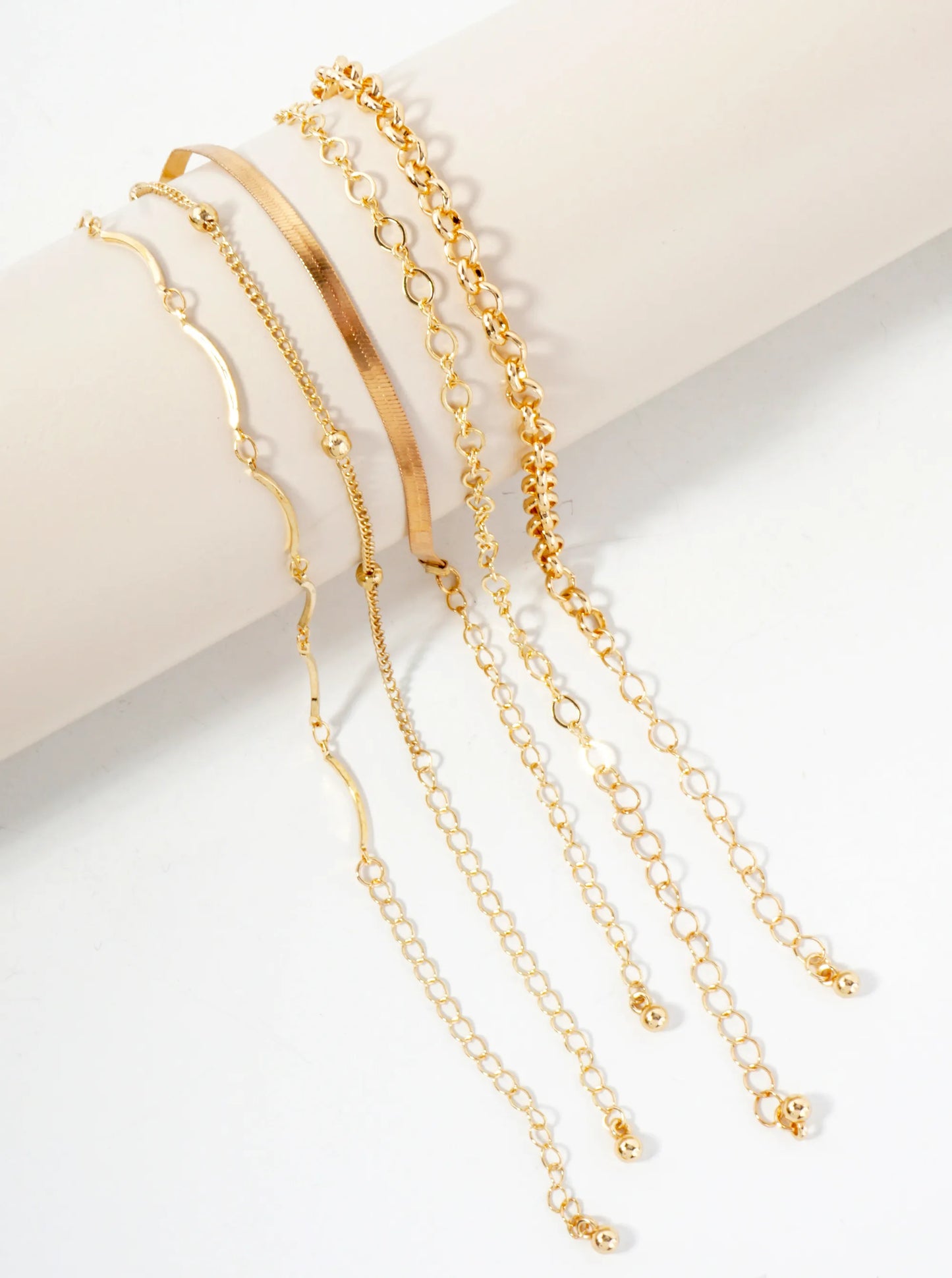 5-Piece Layered Stackable Chain Bracelet Set AB1516