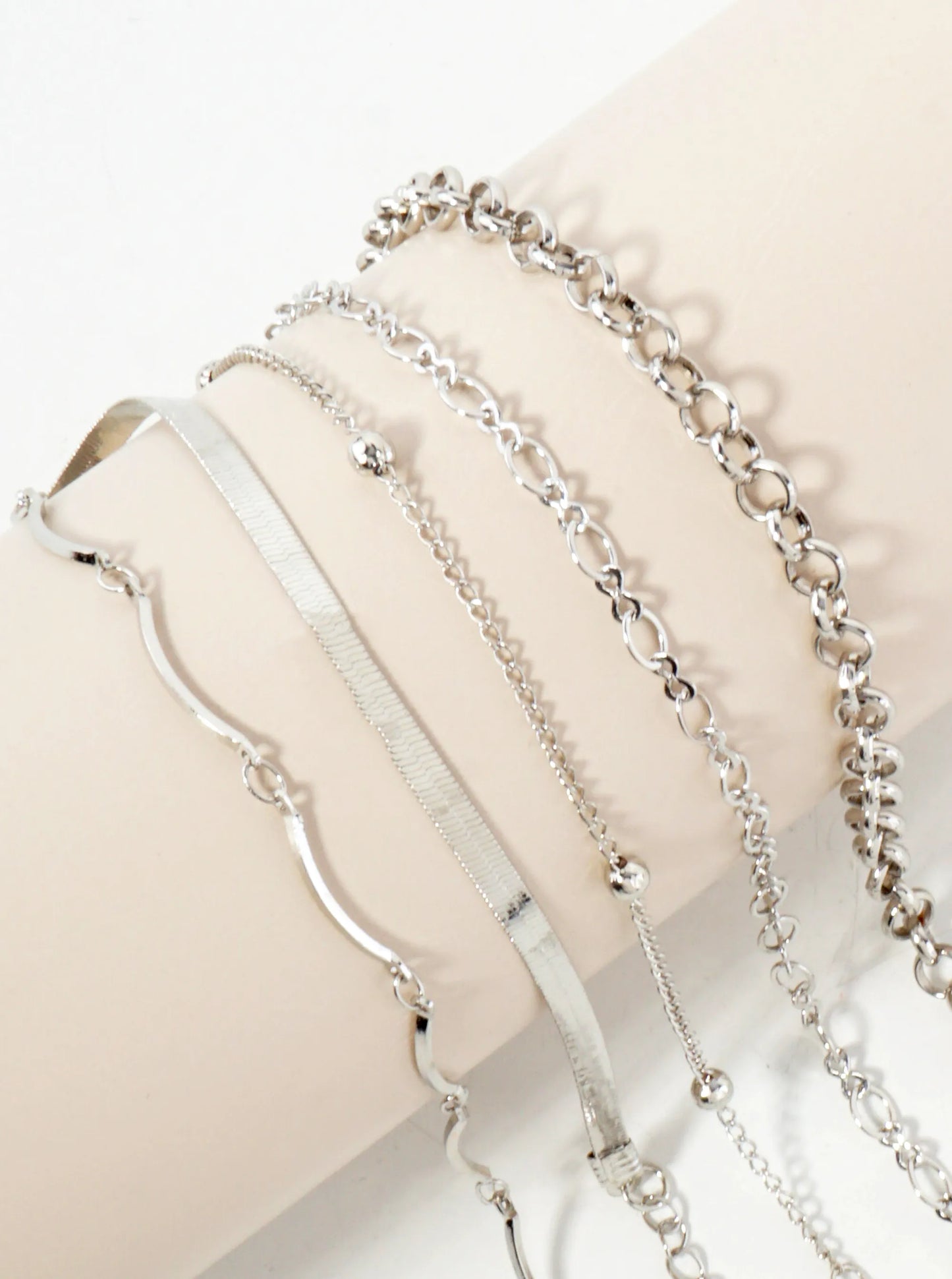 5-Piece Layered Stackable Chain Bracelet Set AB1516