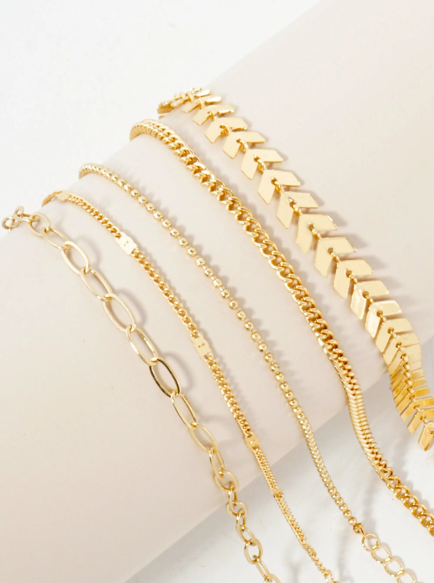 5-Piece Layered Stackable Chain Bracelet Set AB1517