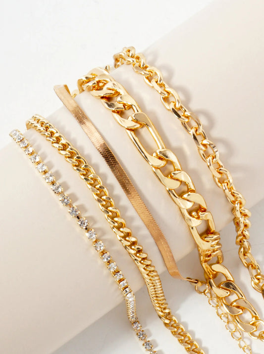 5-Piece Layered Stackable Chain Bracelet Set AB1518