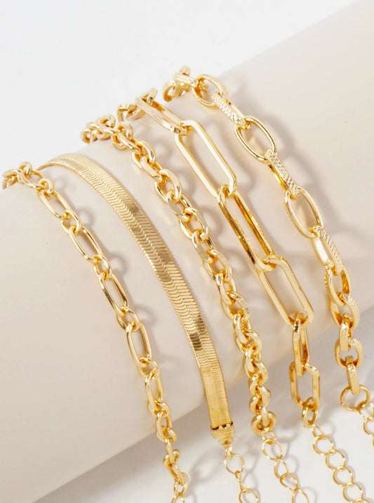 5-Piece Layered Stackable Chain Bracelet Set AB1519