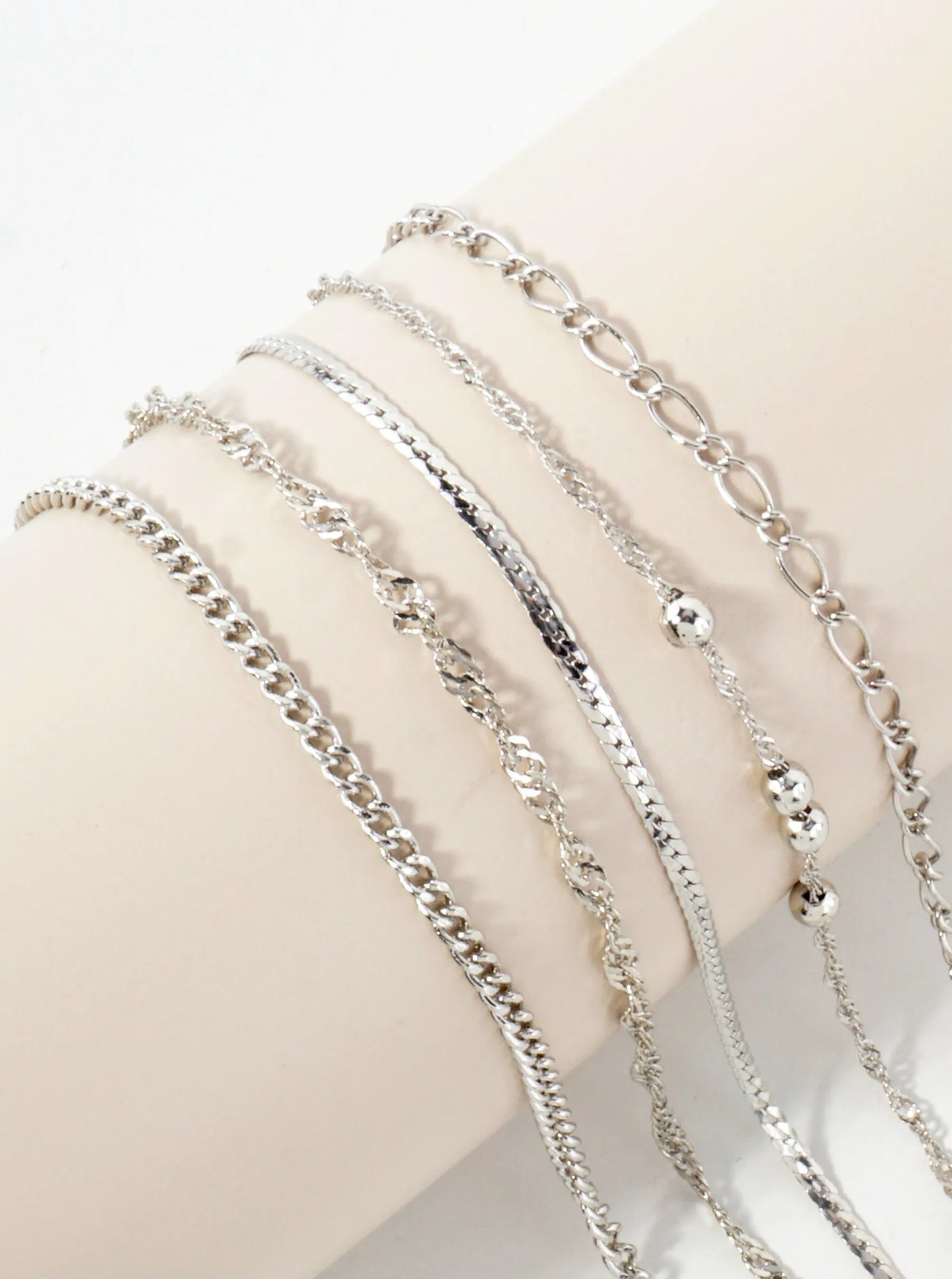 5-Piece Layered Stackable Chain Bracelet Set AB1520
