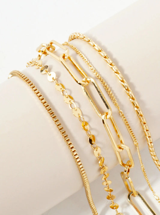 5-Piece Layered Stackable Chain Bracelet Set AB1521