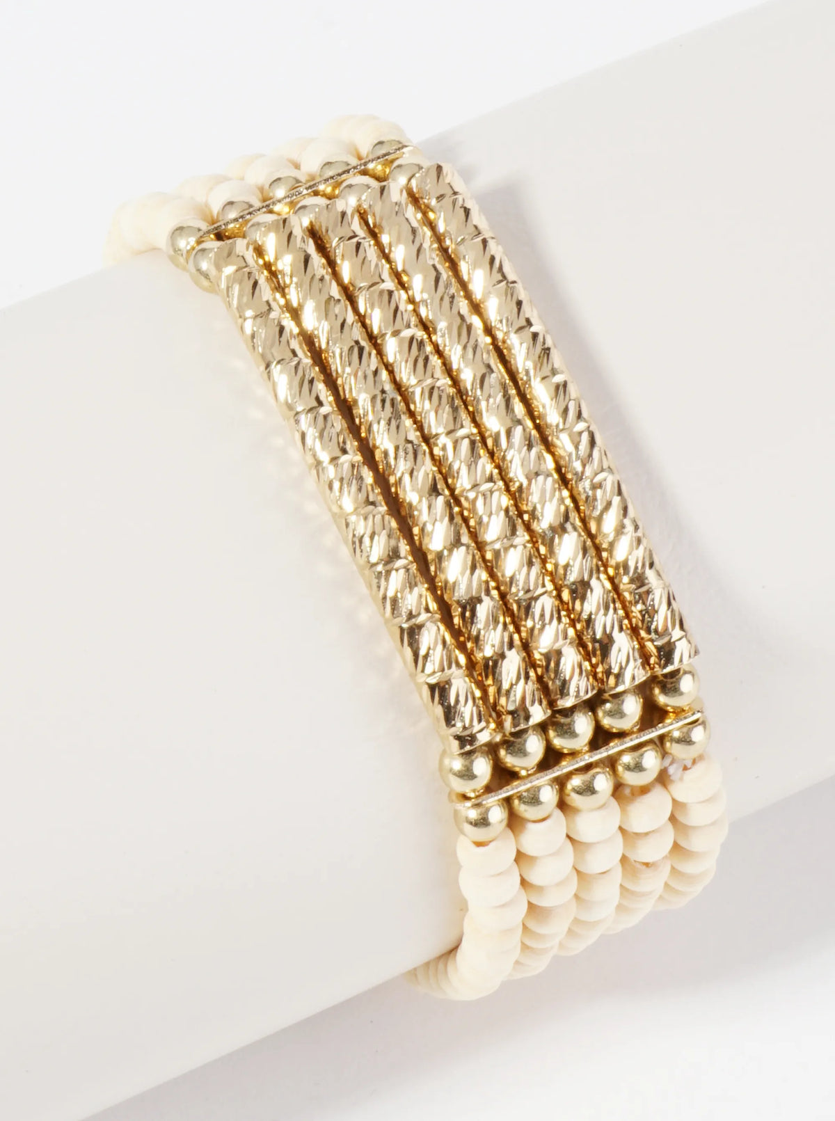5 Row Wood Beaded Stretch Bracelet