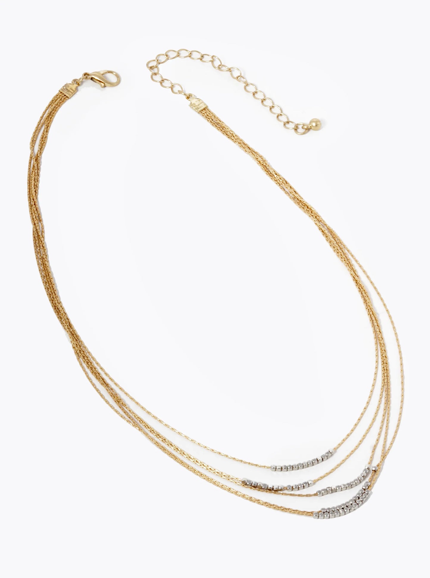 5 Layer Chain Micro Metal Bead Necklace