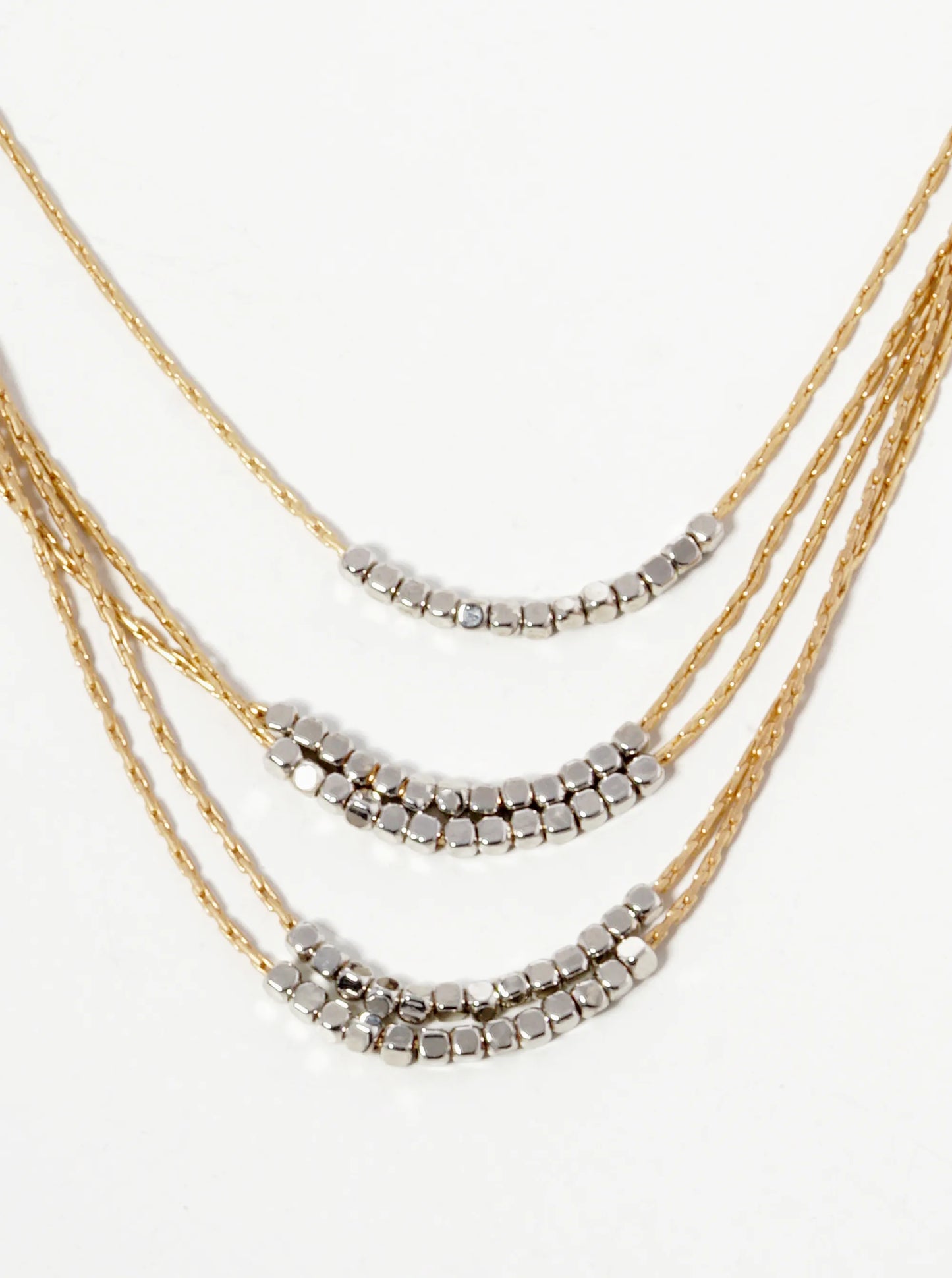 5 Layer Chain Micro Metal Bead Necklace