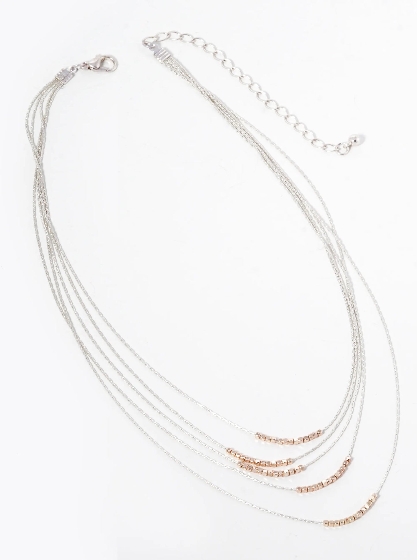 5 Layer Chain Micro Metal Bead Necklace