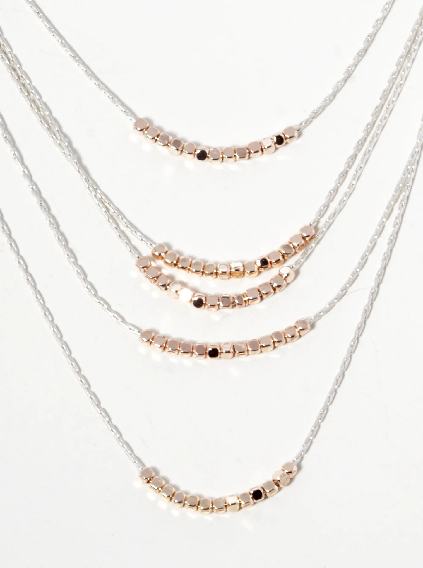 5 Layer Chain Micro Metal Bead Necklace