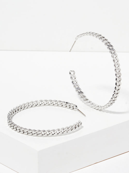 50MM METAL CHAIN OPEN ROUND HOOP EARRINGS