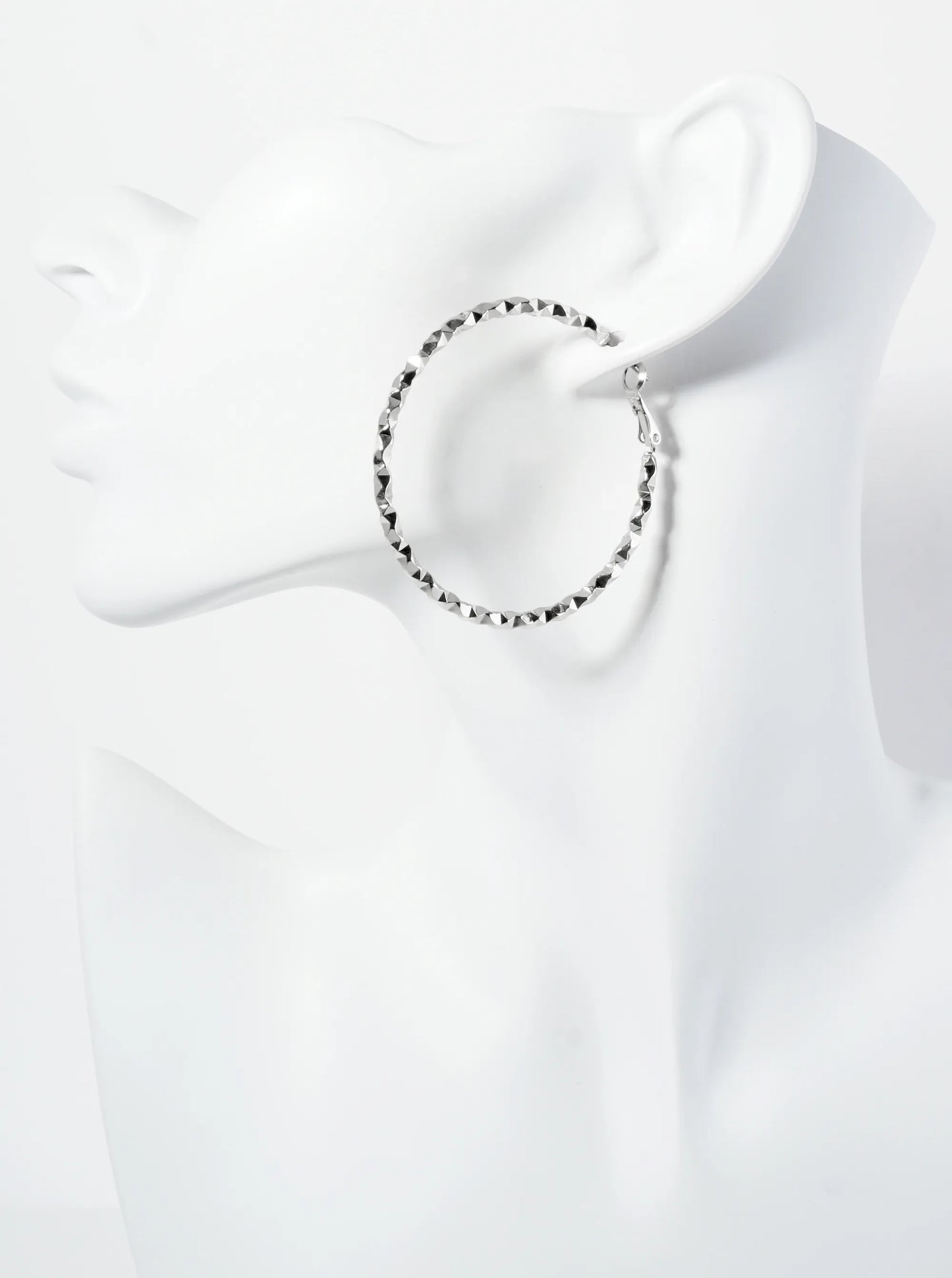50mm 14K-Gold-Dipped Edgy Textured Latch-Back Hoop Earrings