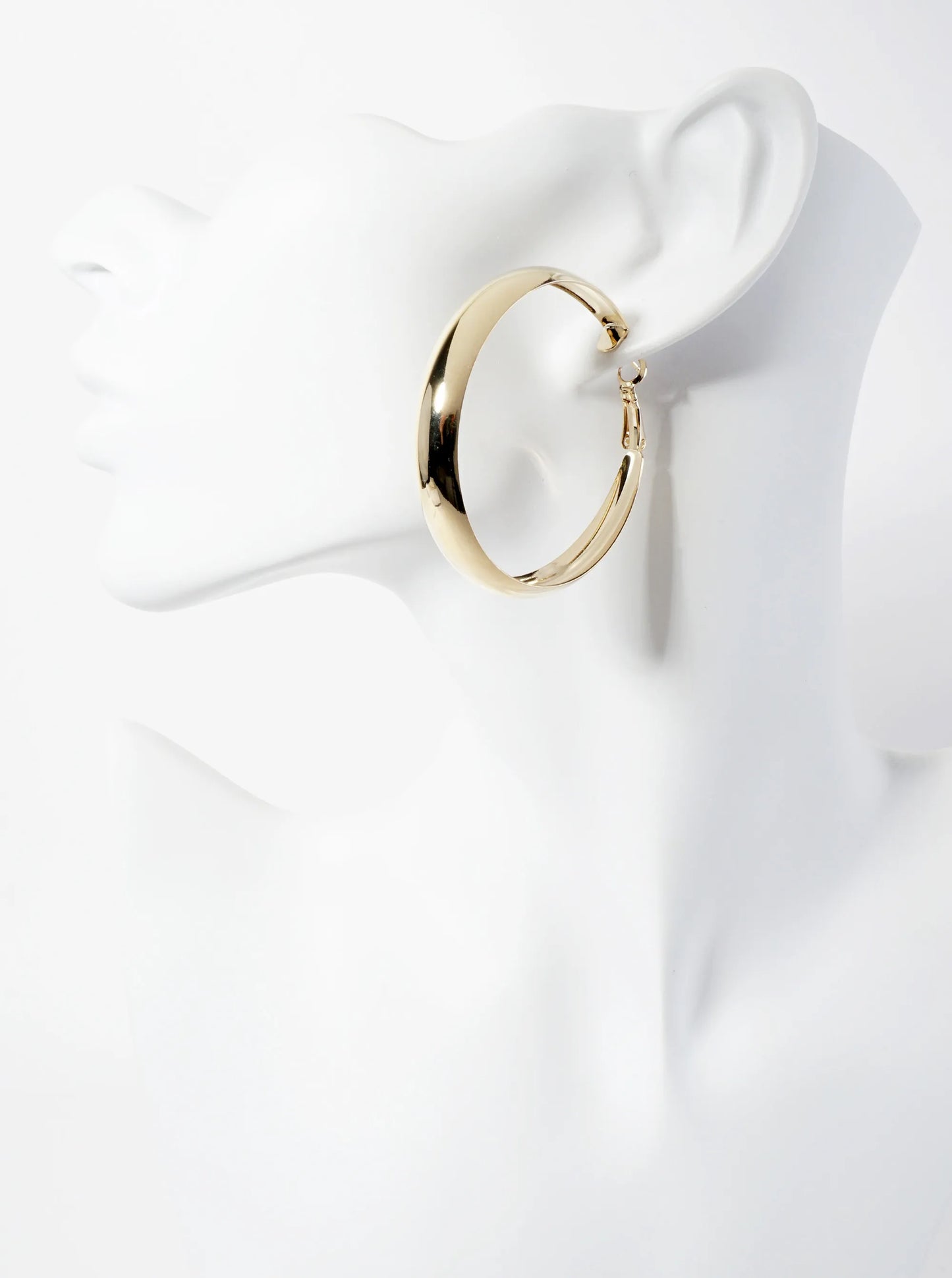 50mm 14K-Gold-Dipped Polished Brass 9mm Thickness Latch-Back Hoop Earrings