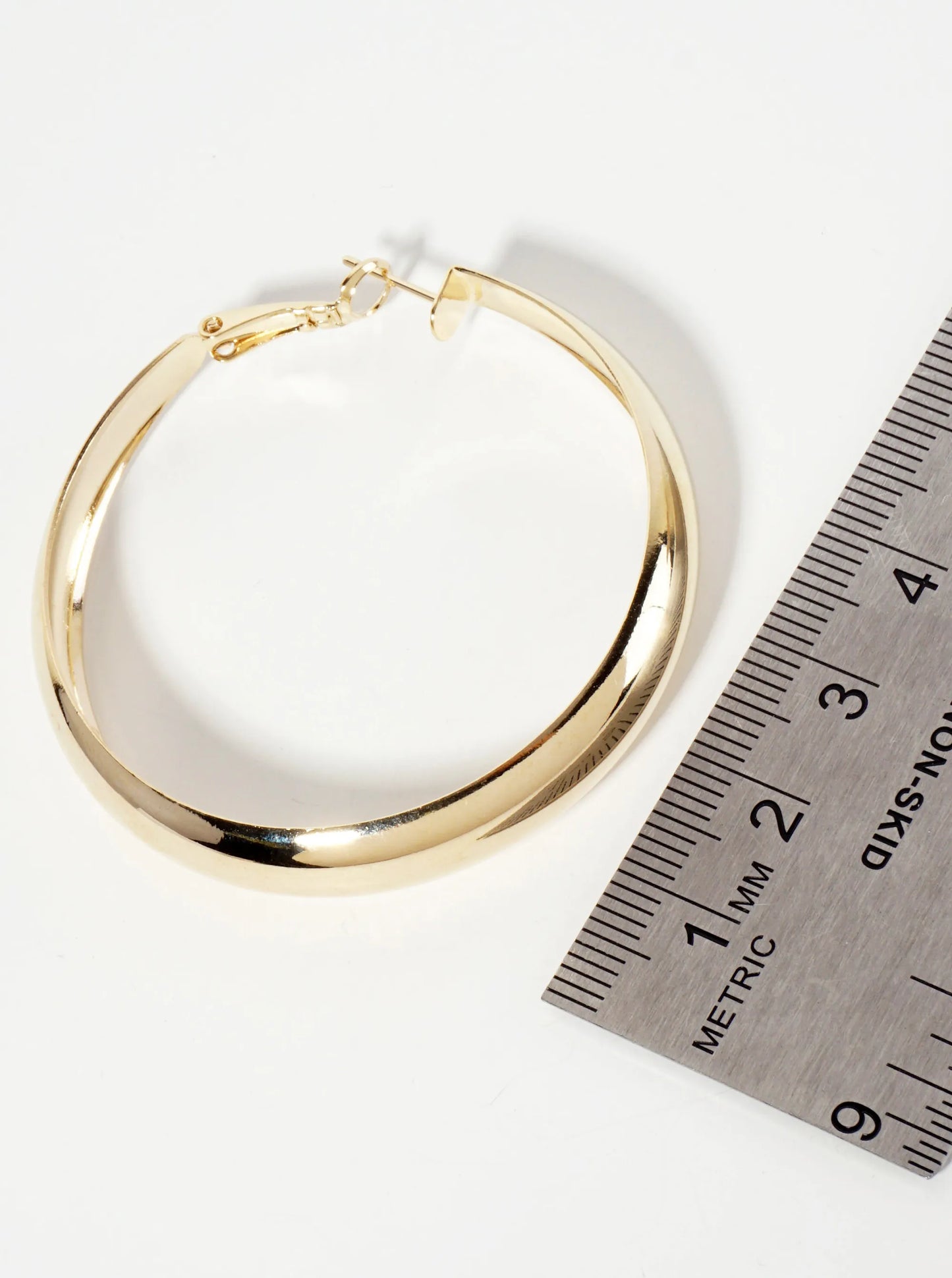 50mm 14K-Gold-Dipped Polished Brass 9mm Thickness Latch-Back Hoop Earrings