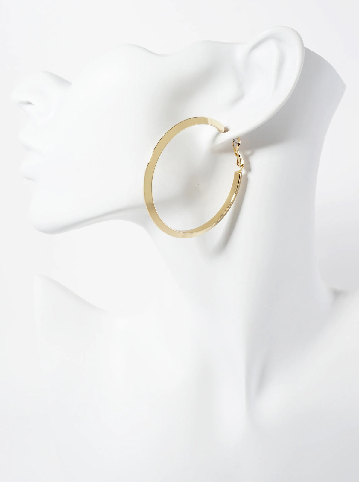 50mm 14K-Gold-Dipped Polished Brass Latch-Back Angled Hoop Earrings