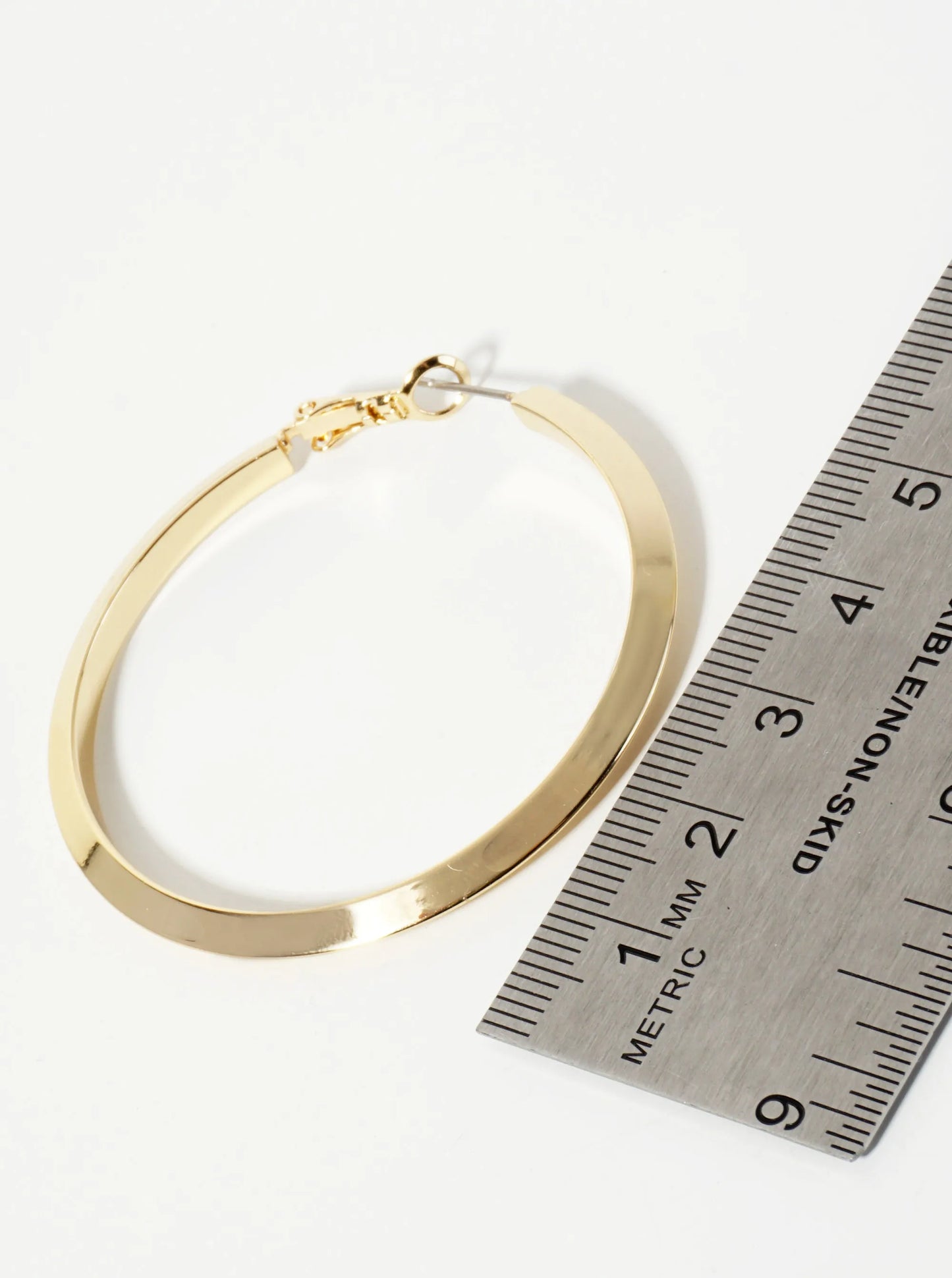 50mm 14K-Gold-Dipped Polished Brass Latch-Back Angled Hoop Earrings