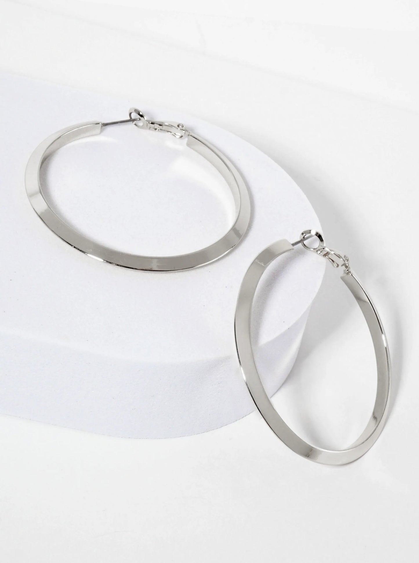 50mm 14K-Gold-Dipped Polished Brass Latch-Back Angled Hoop Earrings