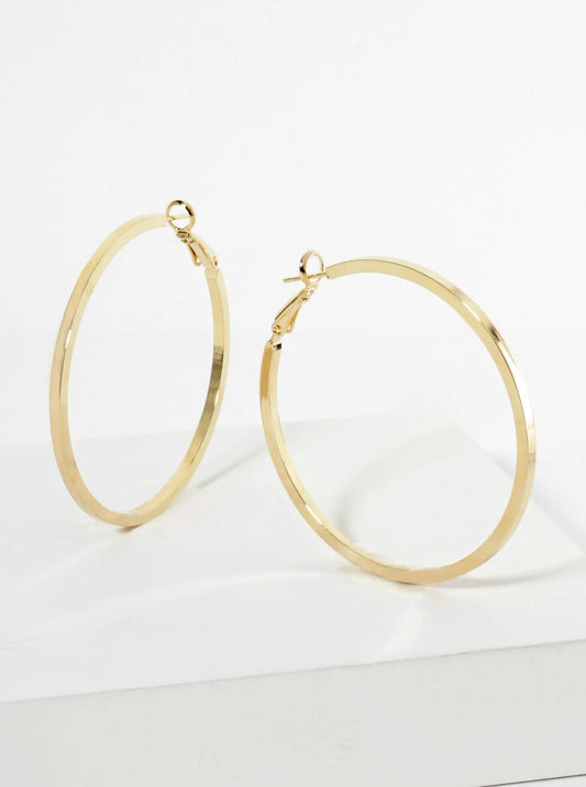 50mm 14K-Gold-Dipped Smooth Classic Latch-Back Hoop Earrings