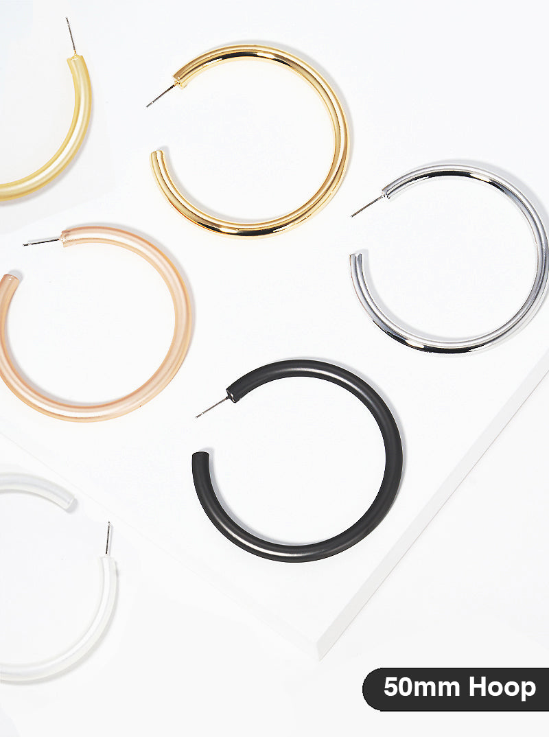 50mm Bold Brass Hollow Hoop Earrings