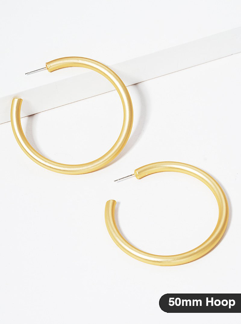 50mm Bold Brass Hollow Hoop Earrings