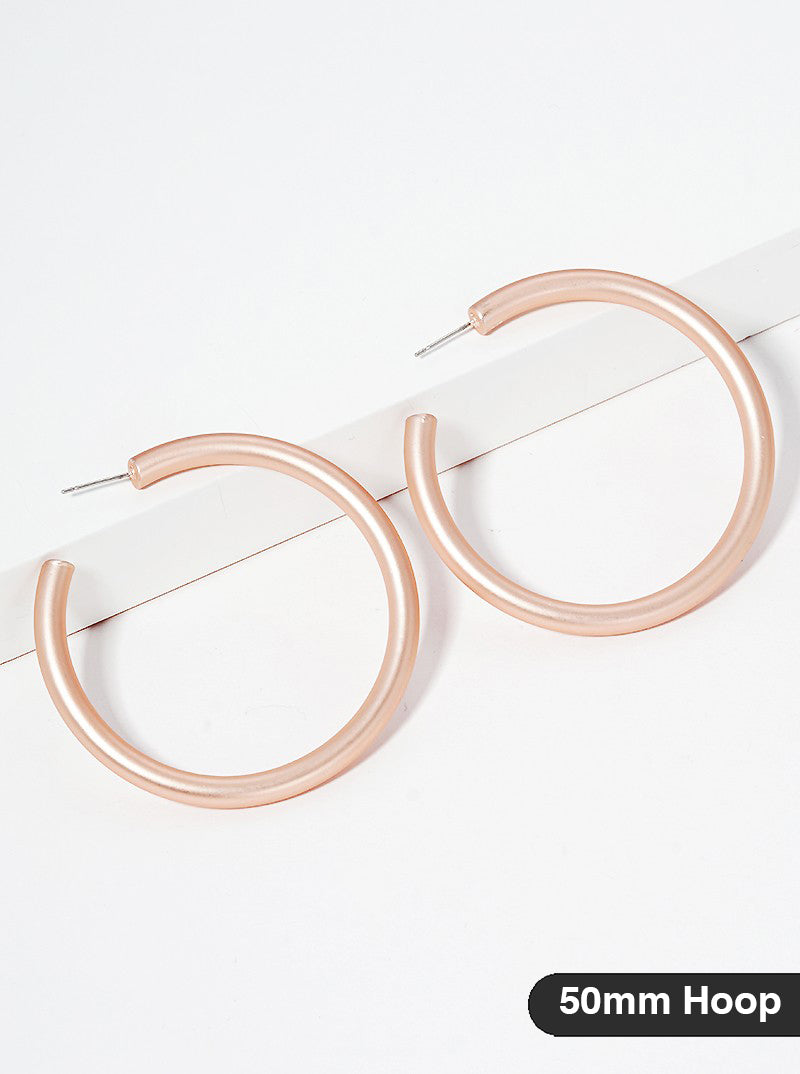 50mm Bold Brass Hollow Hoop Earrings