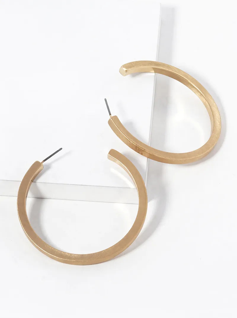 50mm Brushed Metal Open Hoop Earrings