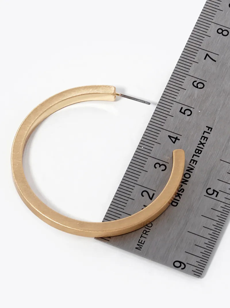 50mm Brushed Metal Open Hoop Earrings