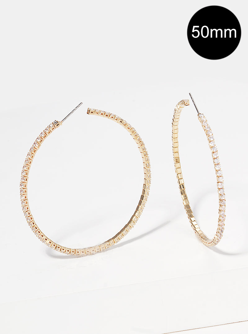 50mm CZ Cubic Zirconia Open Hoop Earrings