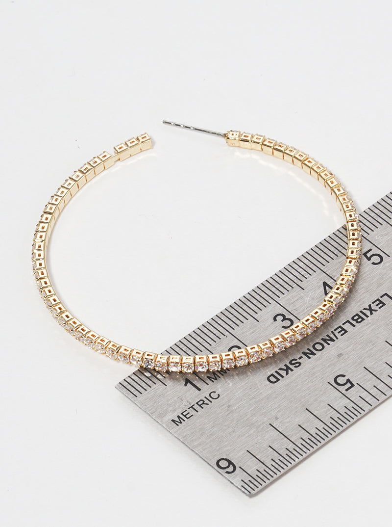 50mm CZ Cubic Zirconia Open Hoop Earrings