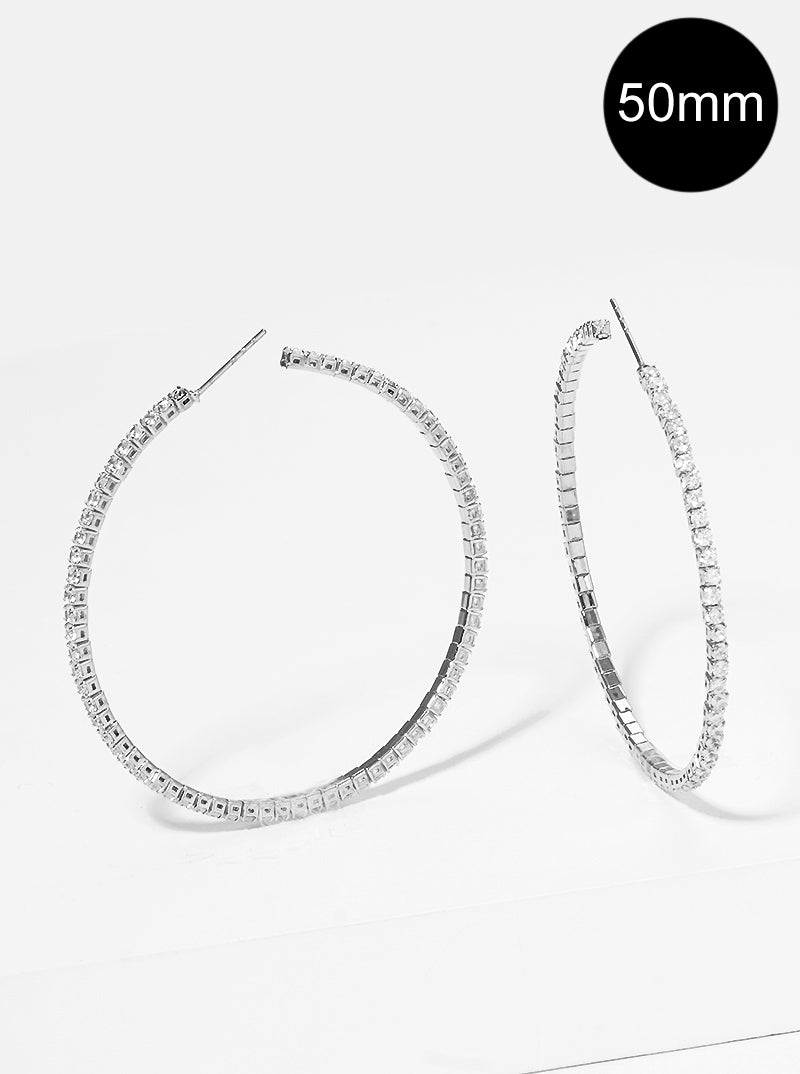 50mm CZ Cubic Zirconia Open Hoop Earrings