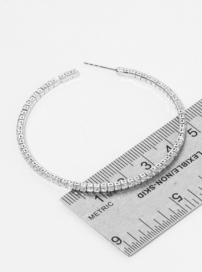 50mm CZ Cubic Zirconia Open Hoop Earrings