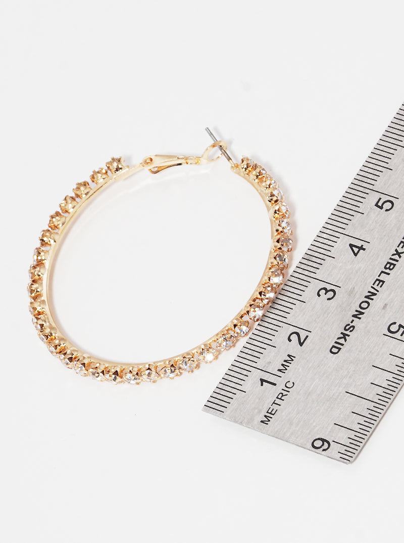 50mm Crystal Stone Hoop Earrings