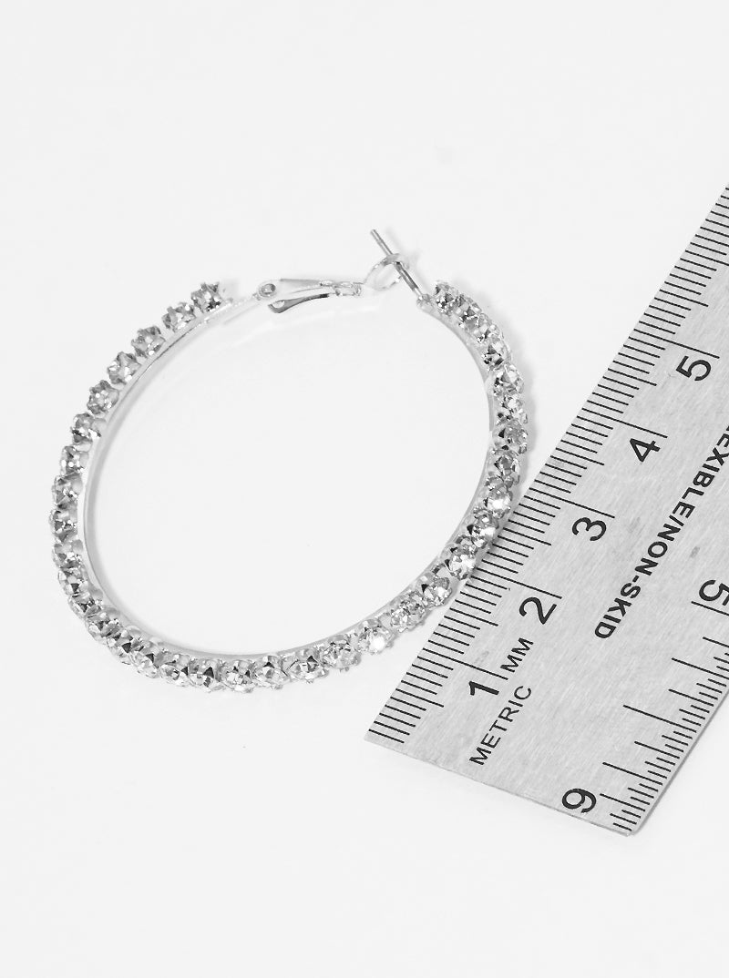 50mm Crystal Stone Hoop Earrings