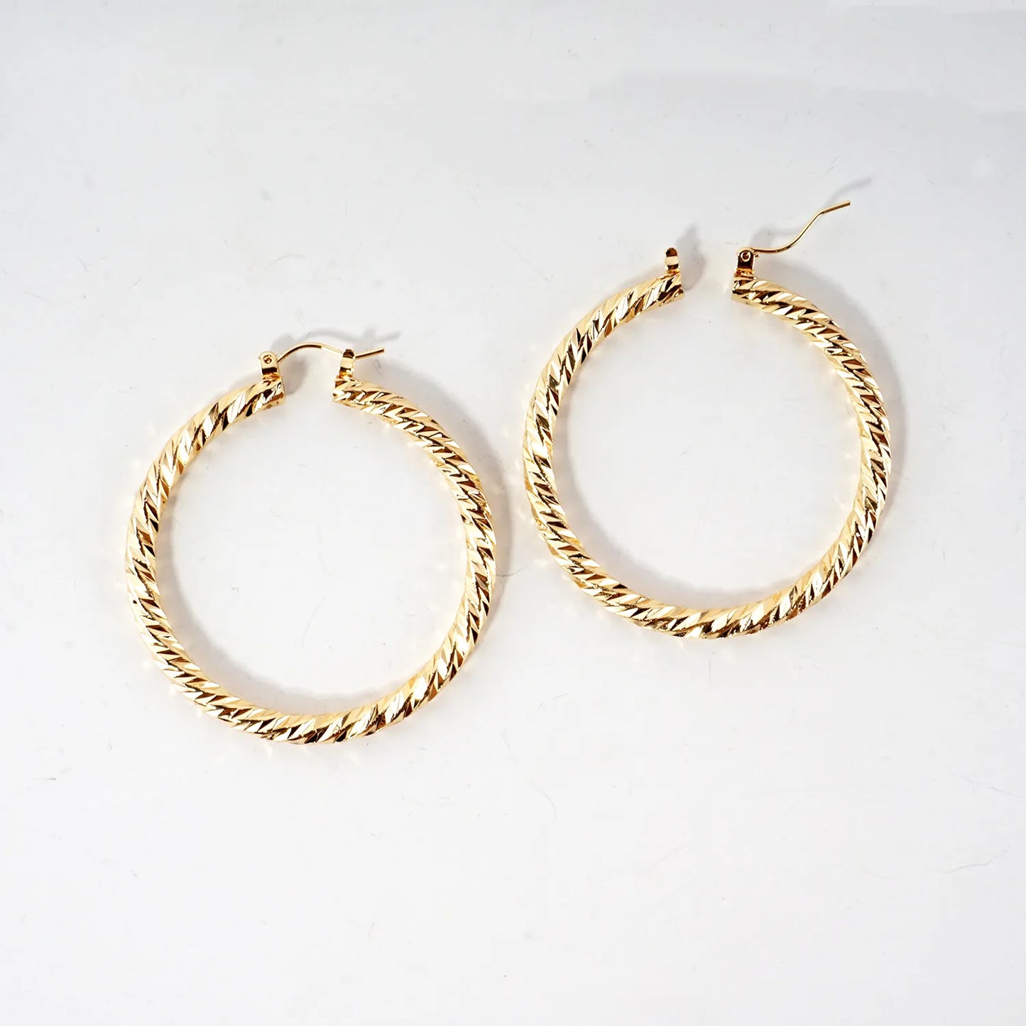 50mm Diamond Cut Textured Aluminum Hoop Earrings