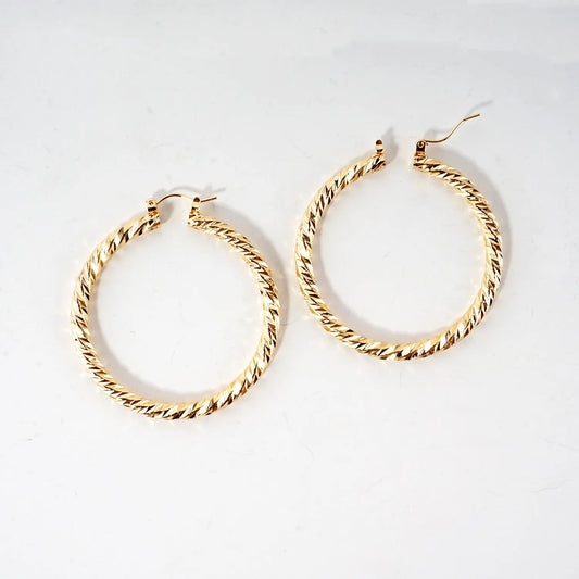 50mm Diamond Cut Textured Aluminum Hoop Earrings