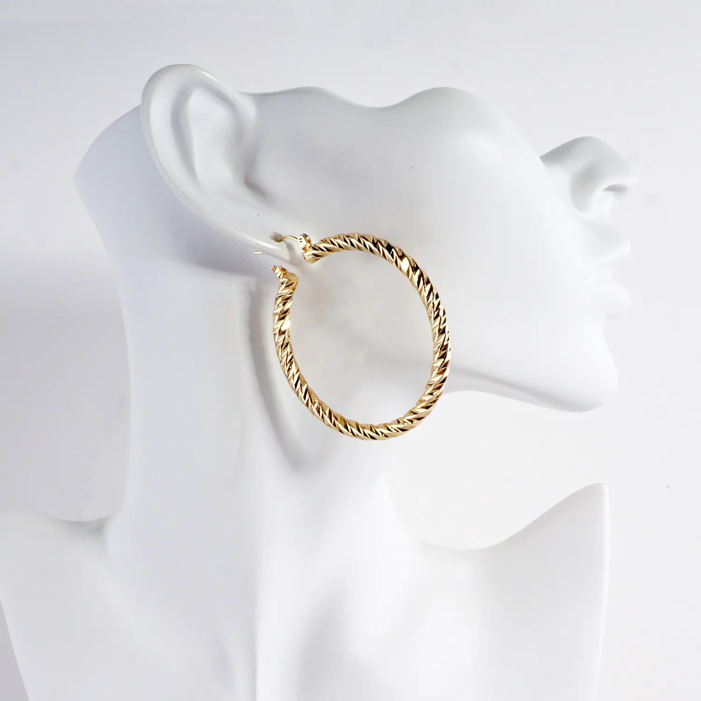 50mm Diamond Cut Textured Aluminum Hoop Earrings