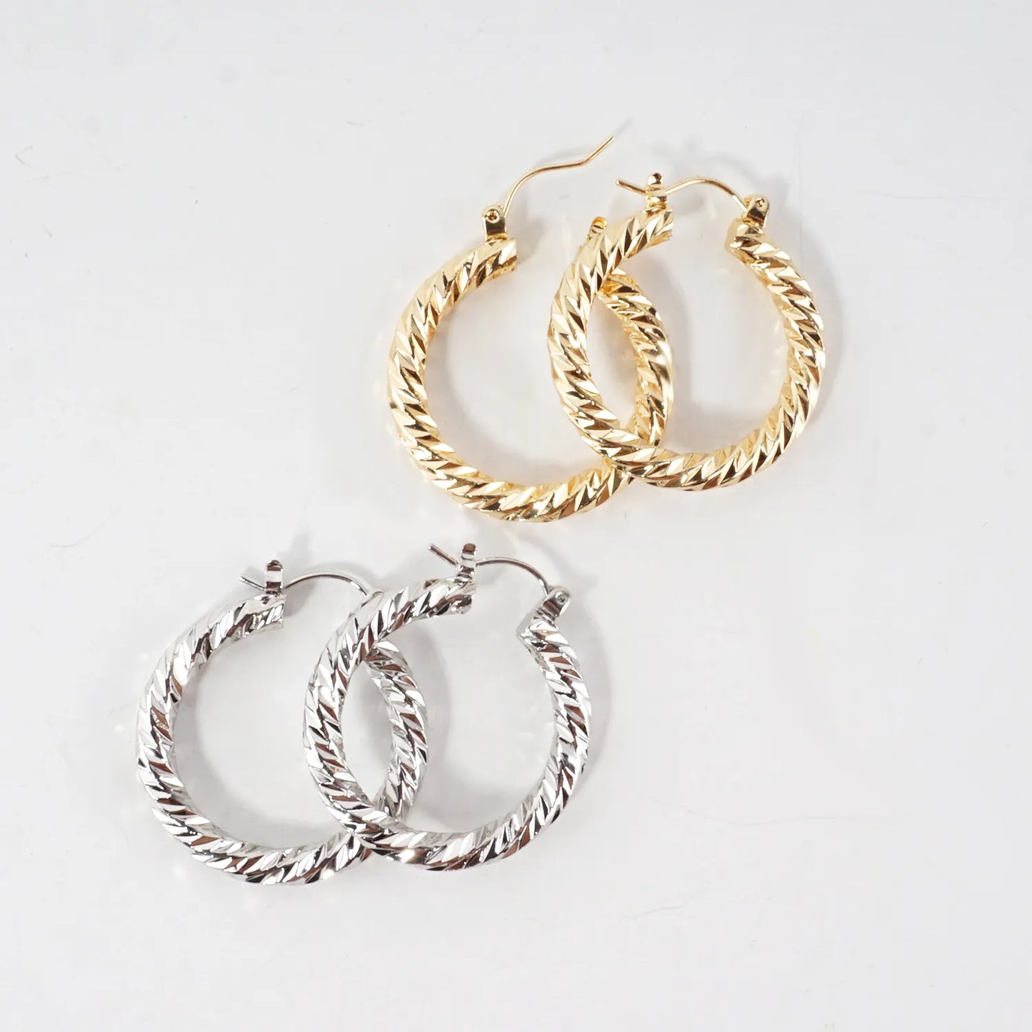 50mm Diamond Cut Textured Aluminum Hoop Earrings