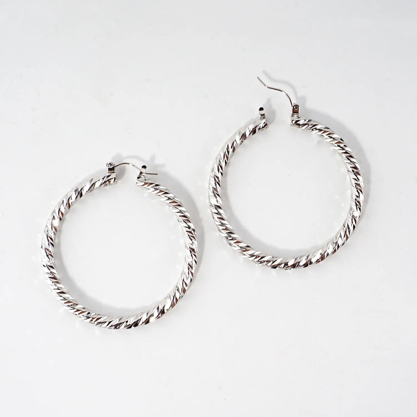 50mm Diamond Cut Textured Aluminum Hoop Earrings