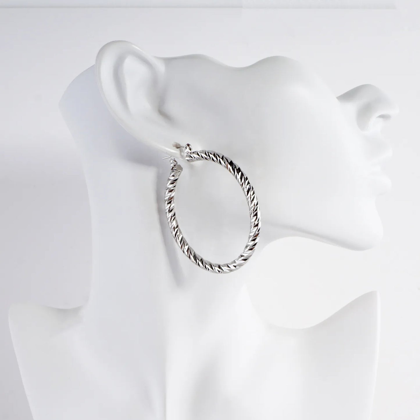 50mm Diamond Cut Textured Aluminum Hoop Earrings