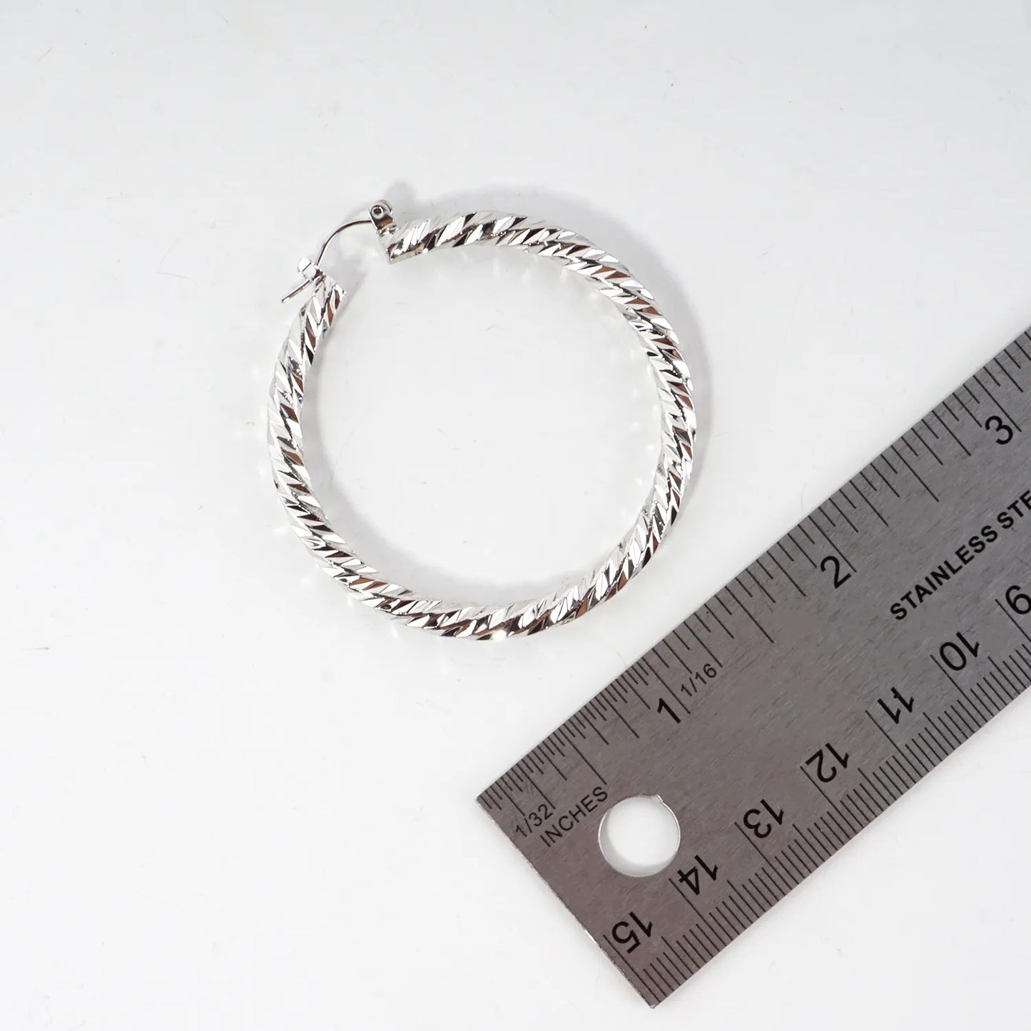 50mm Diamond Cut Textured Aluminum Hoop Earrings