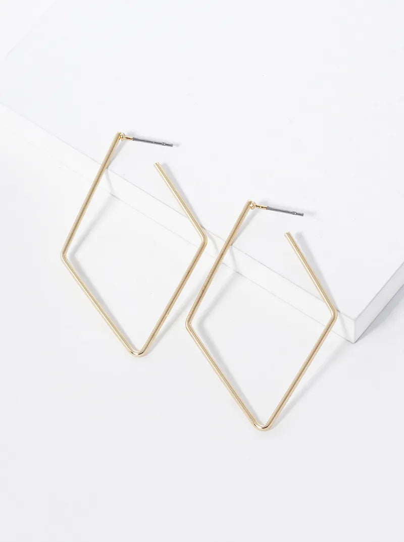 50mm Diamond Shape Open Hoop Earrings