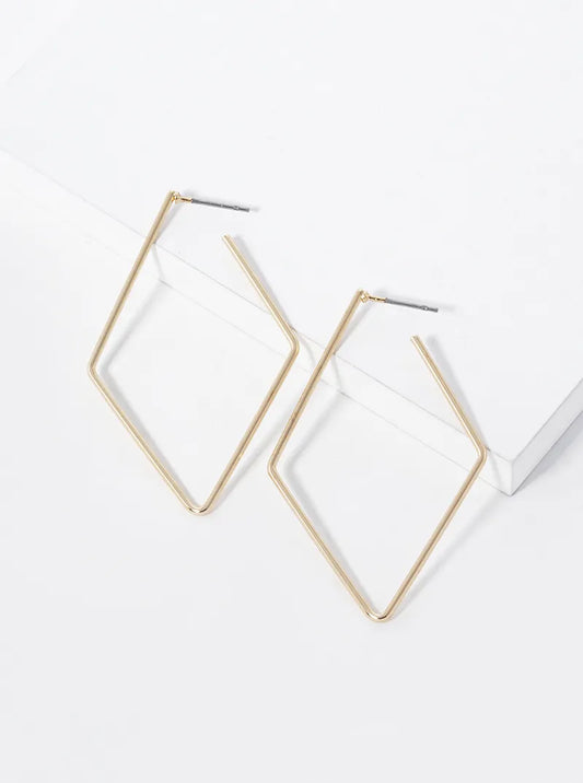 50mm Diamond Shape Open Hoop Earrings