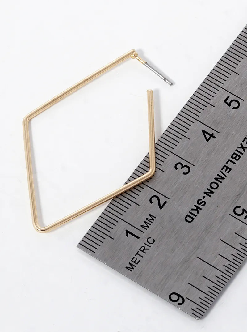 50mm Diamond Shape Open Hoop Earrings