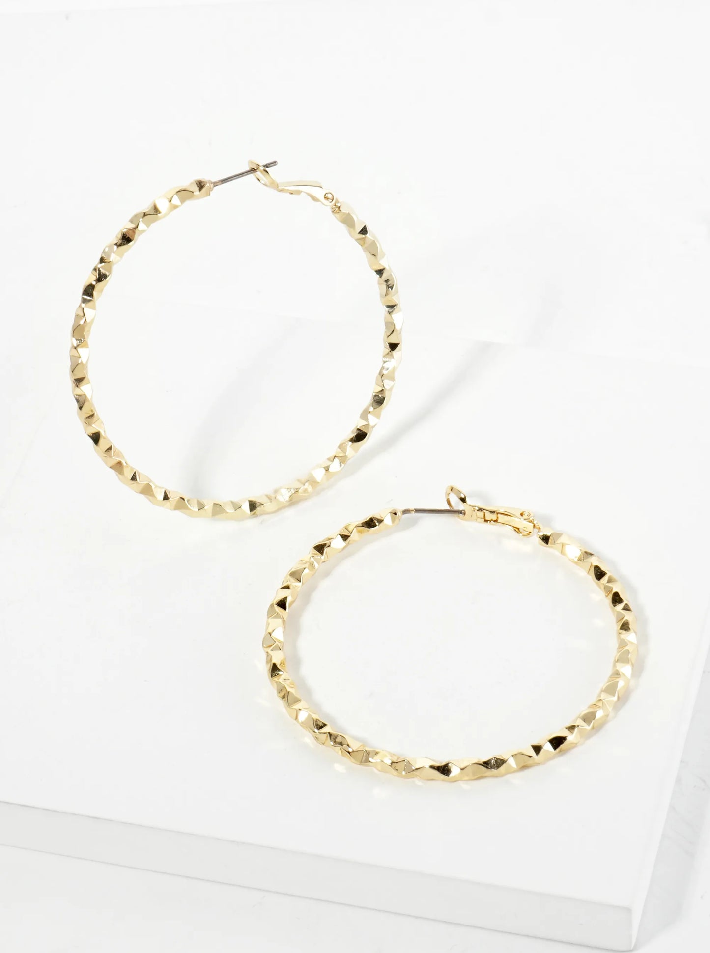 50mm Edgy Texture Latch Back Hoop Earrings