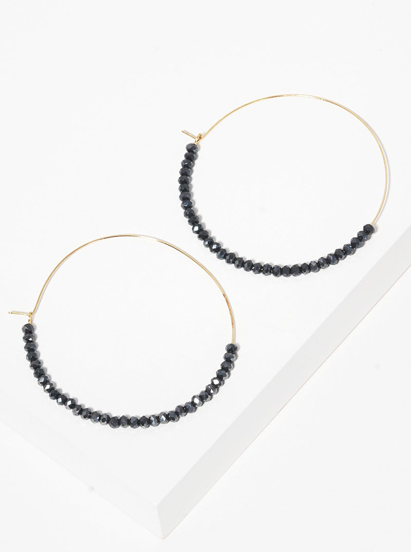 50mm Faceted Glass Beads Lightweight Wire Hoop Earrings