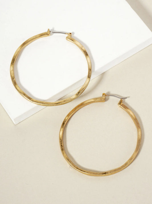 50mm Hammered-Texture Latch-Back Hoop Earrings