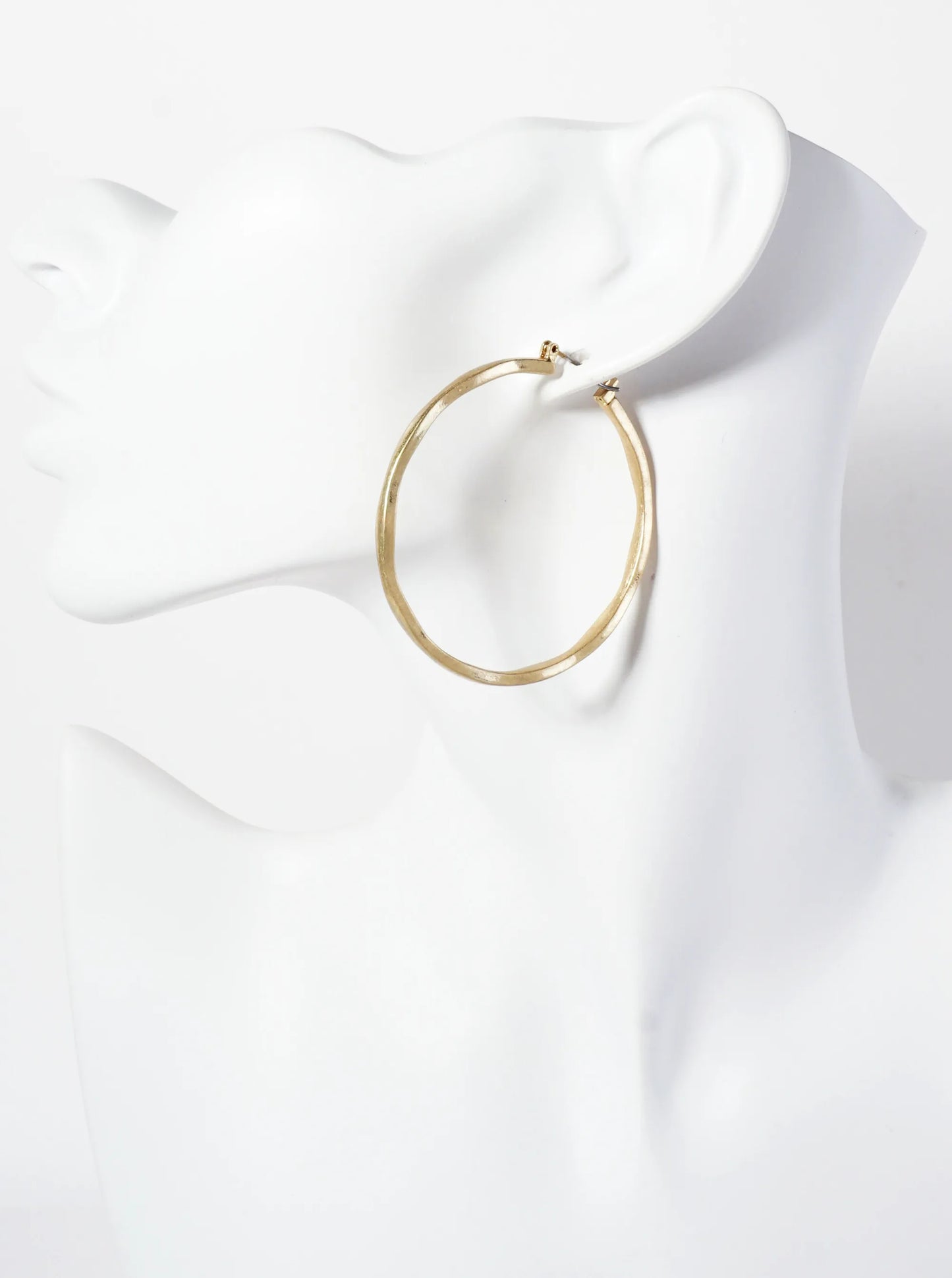50mm Hammered-Texture Latch-Back Hoop Earrings