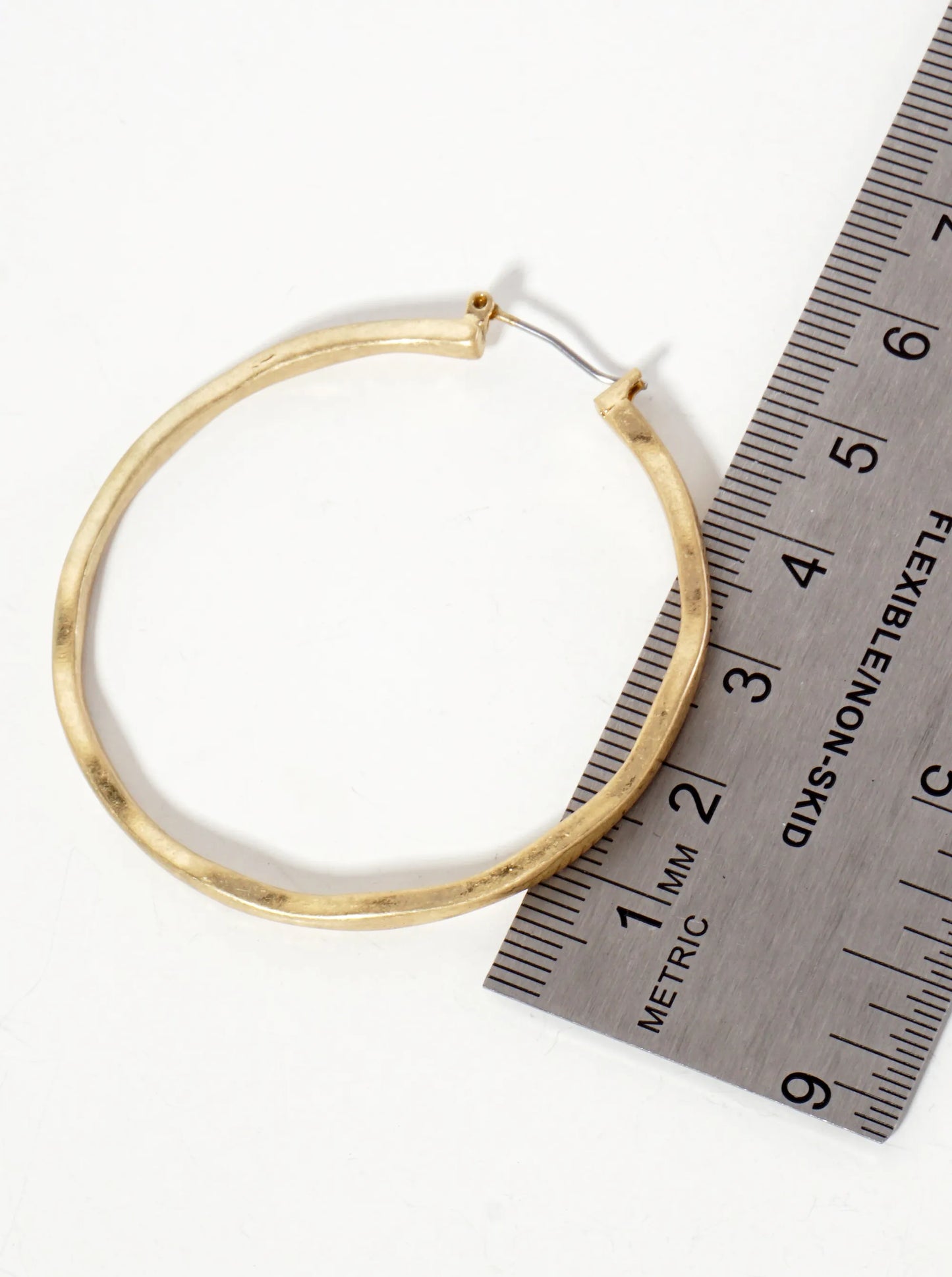 50mm Hammered-Texture Latch-Back Hoop Earrings