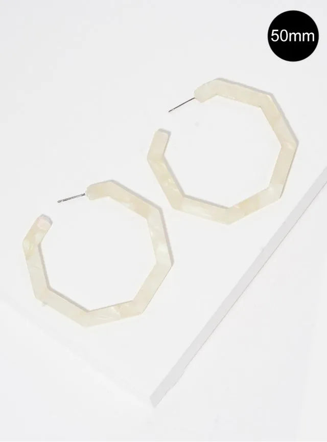 50mm Octagon Shaped Cellulose Acetate Hoop Earrings