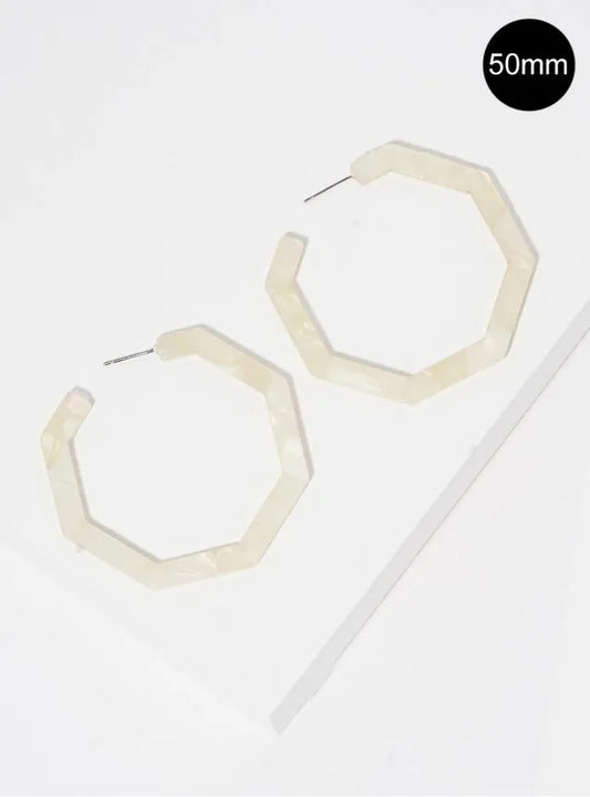 50mm Octagon Shaped Cellulose Acetate Hoop Earrings