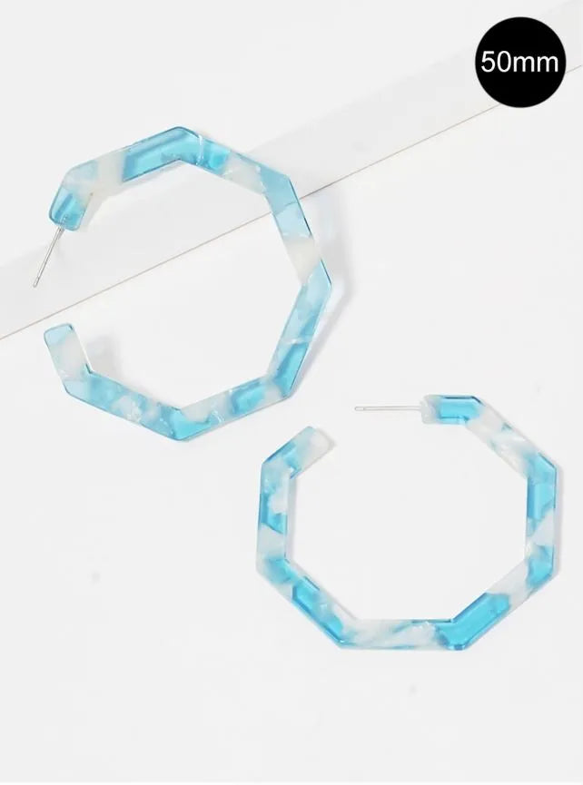 50mm Octagon Shaped Cellulose Acetate Hoop Earrings